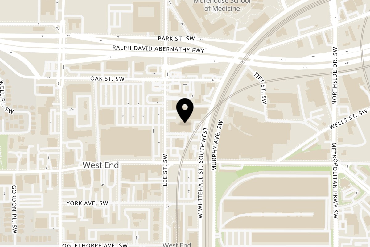 Map showing the location of Caribbean Delight on 576 Lee St SW #B in Atlanta